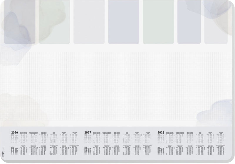 Sigel bureau onderlegger - formaat a2 - pastel - met kalender 2026 2027 2028 - afgeronde hoeken - si-h6312