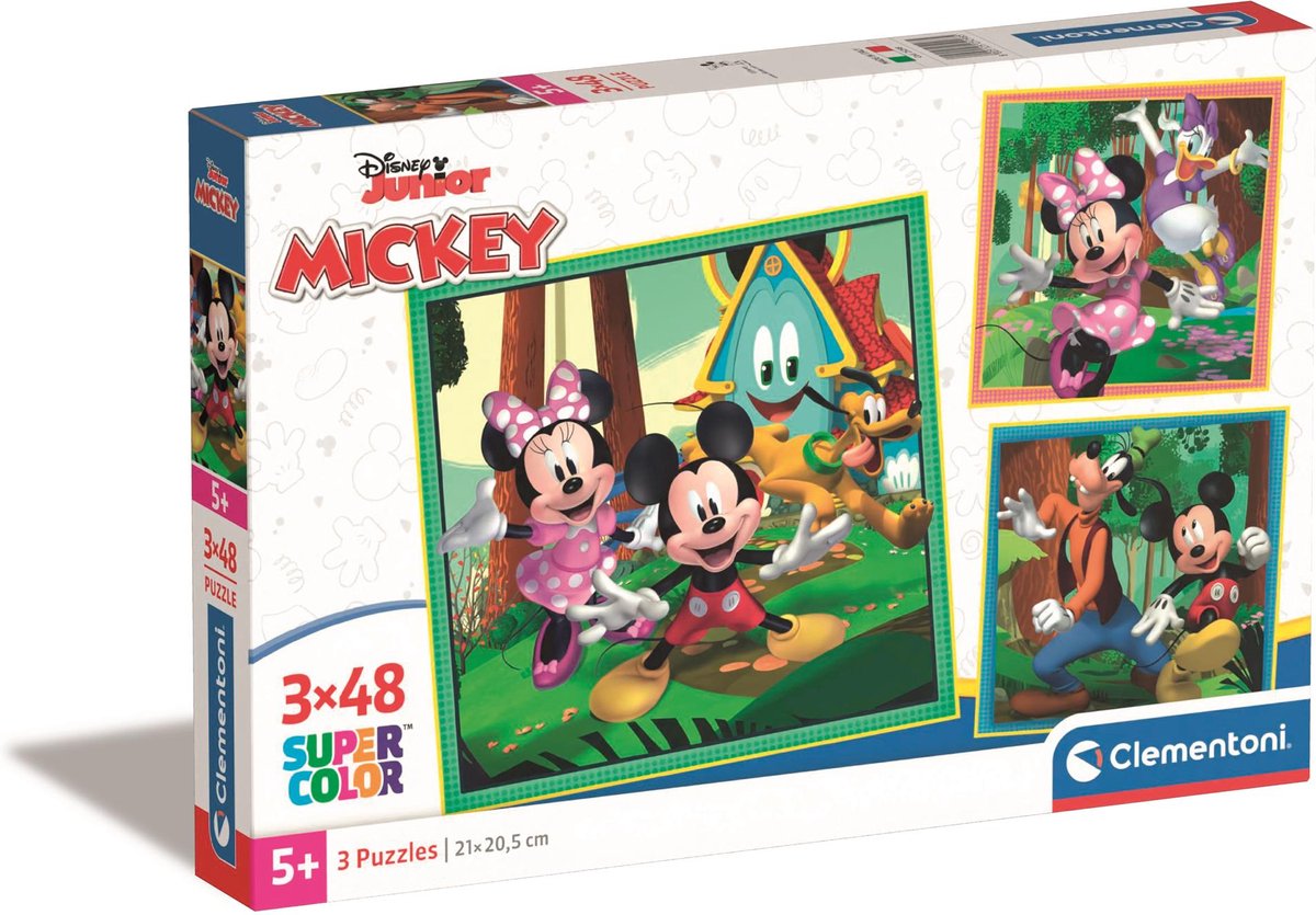 Clementoni legpuzzel super color vierkant mickey and friends, 3x48st.