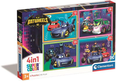 Clementoni - kinderpuzzel 4 in 1 - batwheels - puzzel vanaf 3 jaar