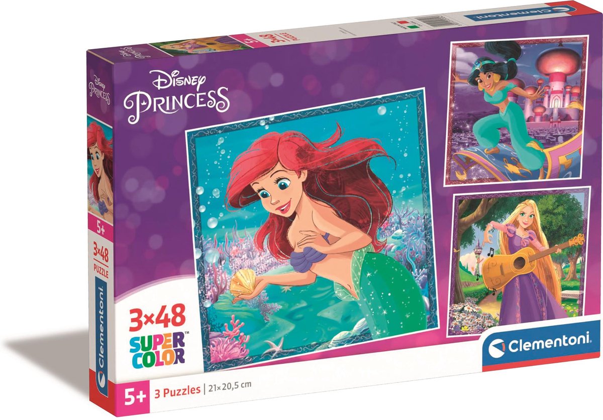 Clementoni - puzzel - 3x48 stukjes - disney prinsessen - kinderpuzzel - vanaf 5 jaar