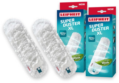 Leifheit superduster plumeau xl navulling - microvezel - 56 cm - 50x wasbaar - set van 2 vervangingsdoeken