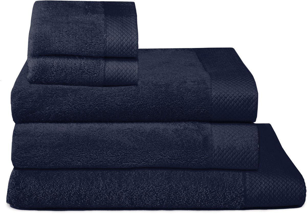 Seahorse combiset pure 5 delige badtextielset indigo (2xgd+2bd+1xdl)