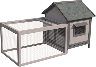 Flamingo konijnenhok grace cottage - 146 x 75 x 83 cm - grijs