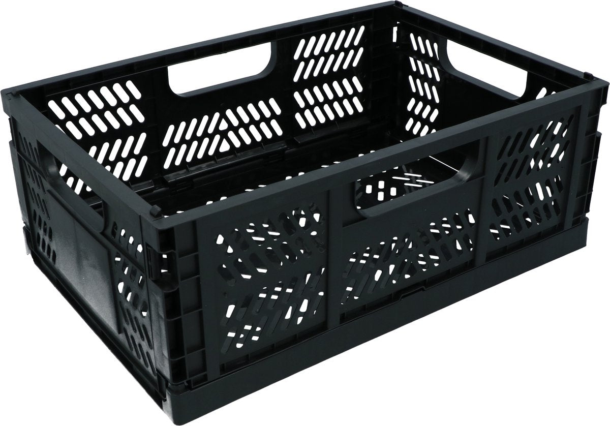 Dresco fietskrat - compact inklapbaar - voor voordrager bakkersrek of bagagedrager -17 liter - 43x29x16 cm - geperforeerde bodem