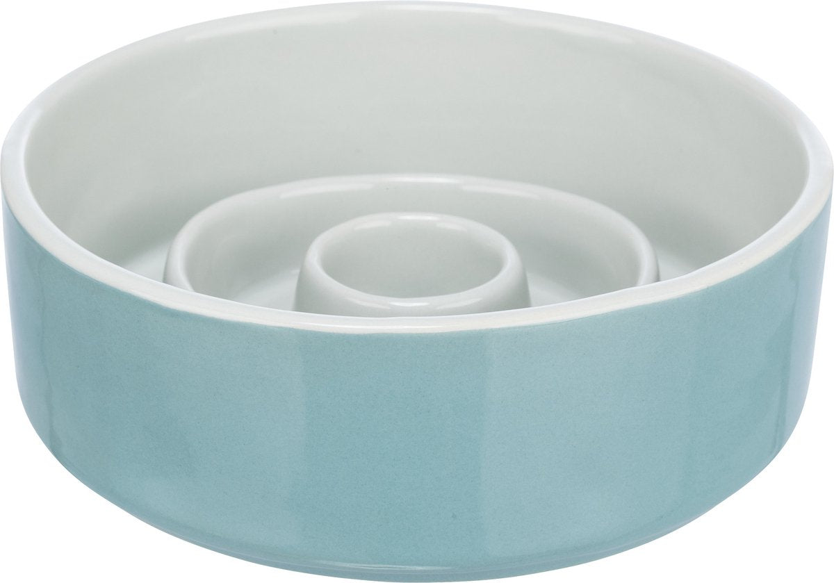 Trixie voerbak slowfeeding keramiek grijs blauw