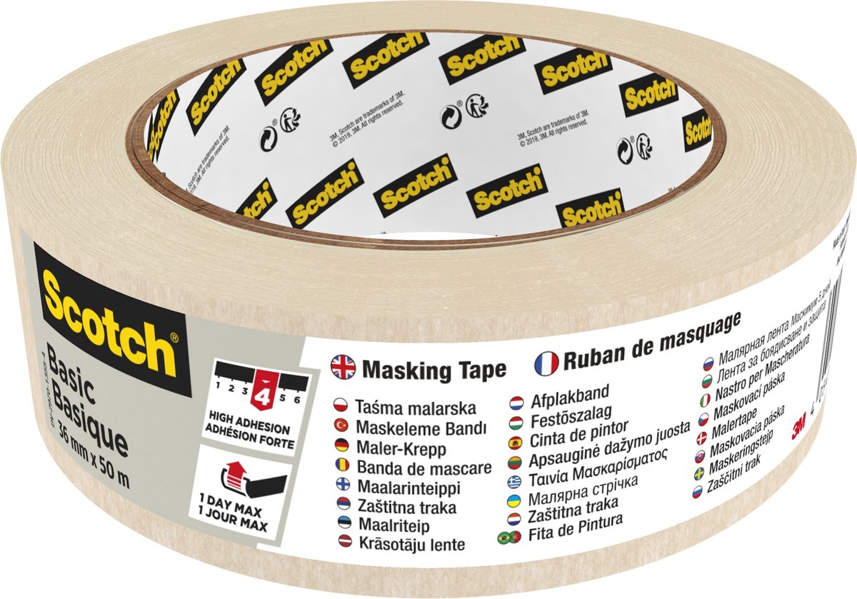 Scotch afplaktape basic 36mmx50m beige | 16 stuks