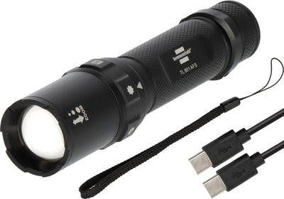 Brennenstuhl oplaadbare led-zaklamp tl 801 afs ip44 (800lm, 230m lichtbereik, focusseerbaar, max. 42u, 6 standen incl. sos stroboscoop, ip44-lampen voor buiten incl. usb c-oplaadkabel)