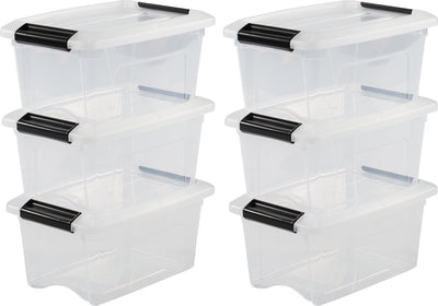 Iris new topbox opbergbox - 5l - kunststof - transparant zwart - set van 6