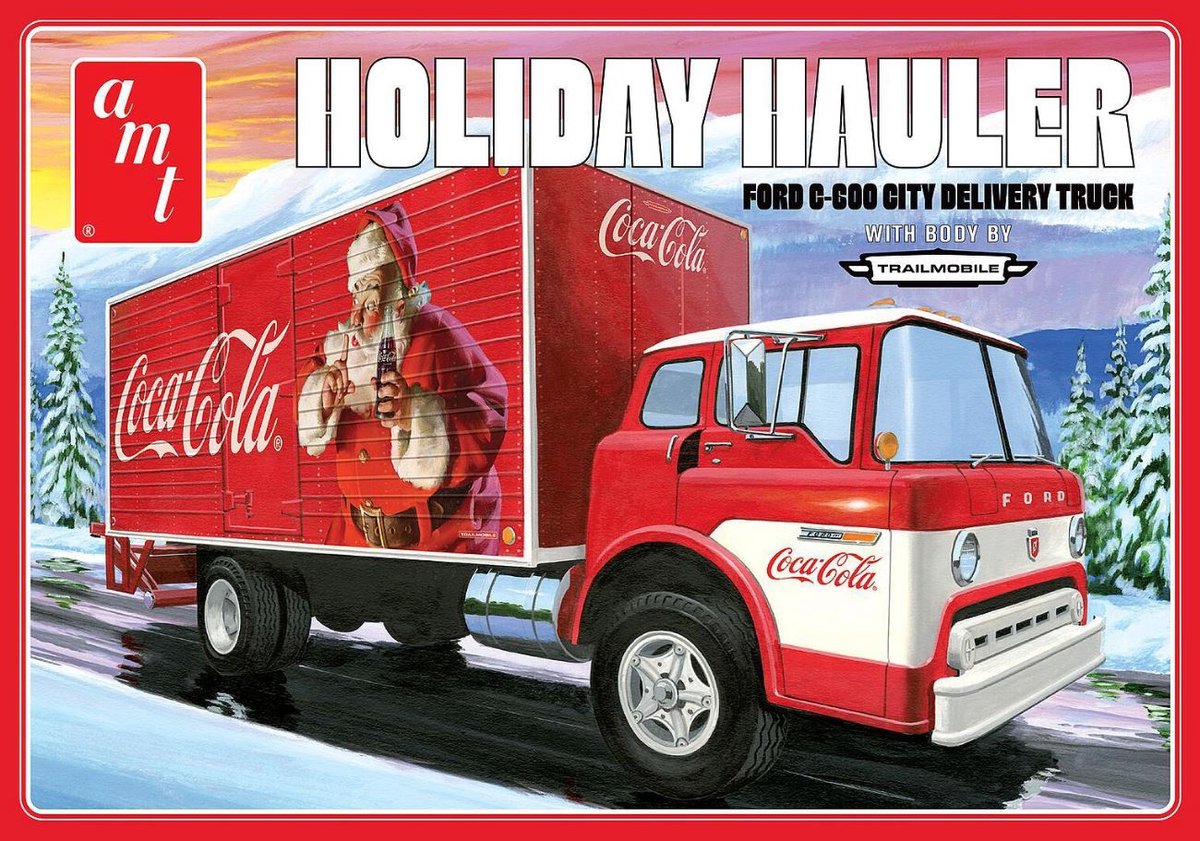 Amt modelbouwpakket auto - 1459 holiday hauler ford c600 city delivery truck - amerikaanse vrachtwagen plastic - 1:25 - modelbouw