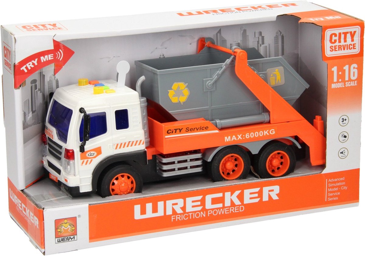 Lobbes speelgoed bv truck met afzetbak met licht en geluid