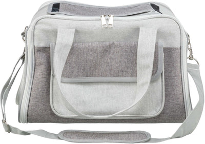 Trixie hondentas libby grijs - gaas-inzetstuk, 42x25x27 cm - met schouderriem en korthouder