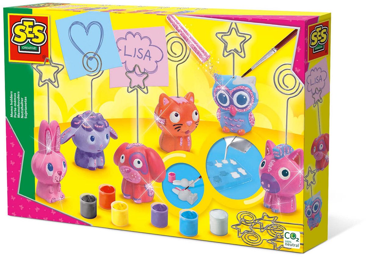 Ses creative - hobby pink - gieten en schilderen - memohouders - knutselen meisjes - sneldrogend - vanaf 5 jaar