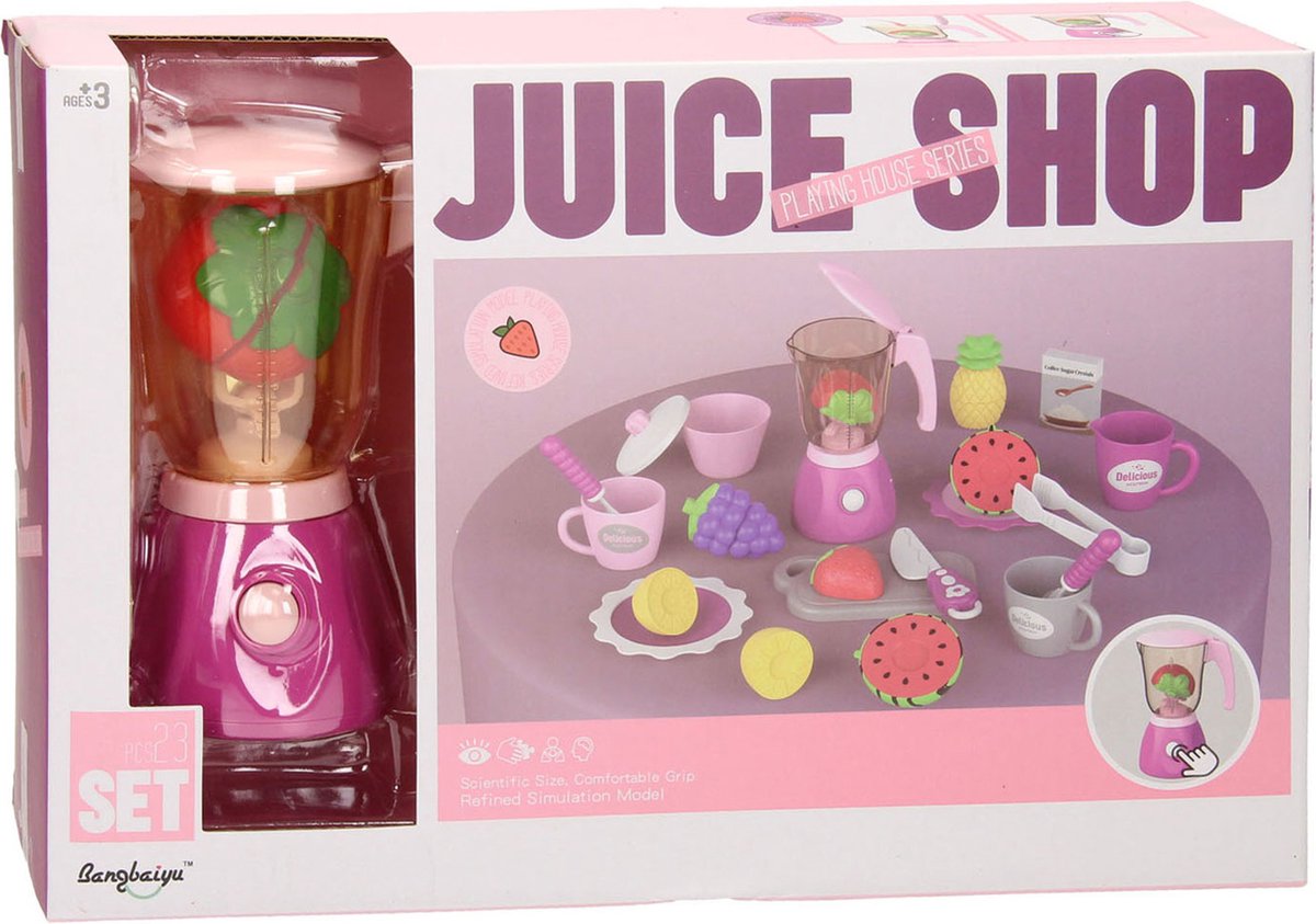 Juice shop speelgoed speelset met blender - kleurrijke kinderkeuken.