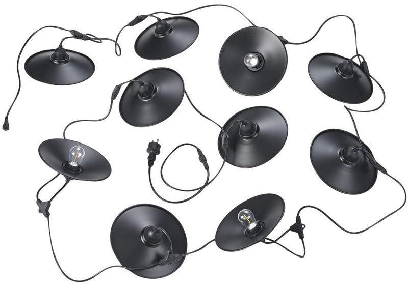 Rl live your light reality chain - lichtsnoer - zwart mat - incl. 10x e27 1 w - niet geschikt voor externe dimmer - wand- en plafondmontage - buitenverlichting - ip44