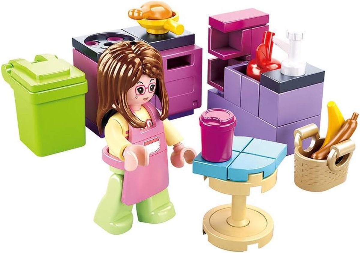 Sluban girls dream keuken bouwspeelgoed kinderen vanaf 6 jaar – constructiespeelgoed modelbouw keuken set – bouwdoos met 47 bouwstenen en 1 minifiguur – m38-b0800b