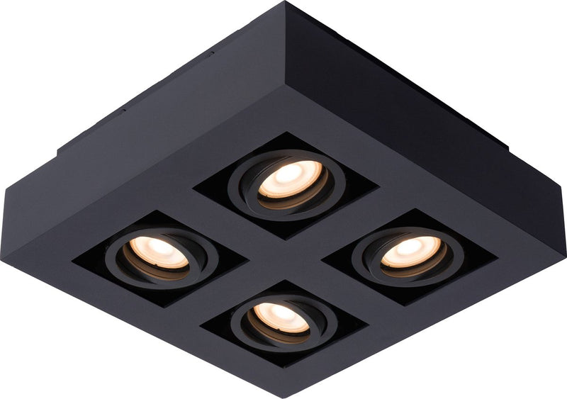Lucide xirax - plafondspot (plafondlamp) - led dim to warm - gu10 (mr16) - 4x5w 2200k 3000k - zwart