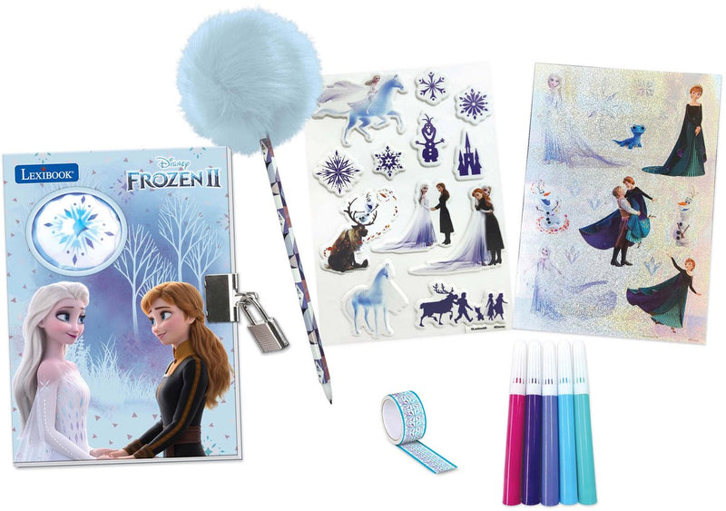 Lexibook frozen elektronisch geheim dagboek met verlichting en accessoires (stickers, pen, kleurpen)