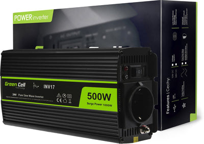 Green cell voltage auto omvormer 24v naar 230v, 500w zuivere sinus golf.