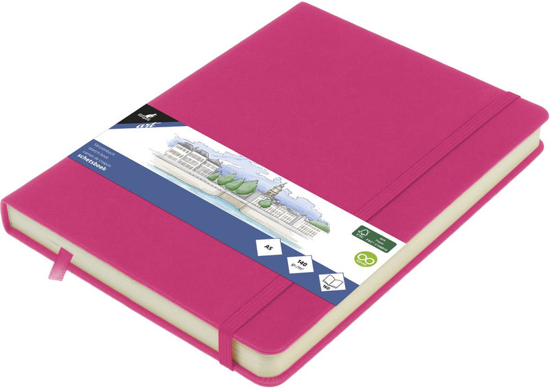 Kangaro schetsboek - a5 - hot pink - met elastiek en lint - k-861290