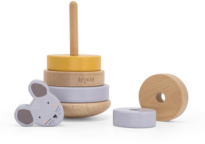 Trixie houten stapeltoren - mrs. mouse - houten stacking toy - educatief speelgoed - voor jongens meisjes - muis