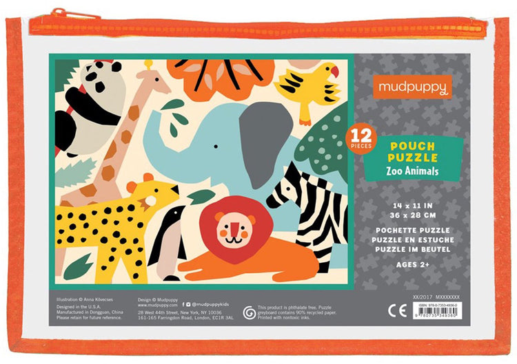 Mudpuppy puzzel - zoo animals - 36x28cm - 12 stukken - 2 jaar