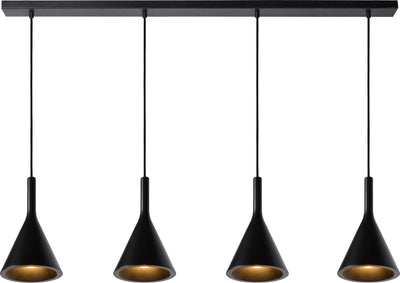 Lucide gipsy - hanglamp - 4xe27 - zwart - japandi