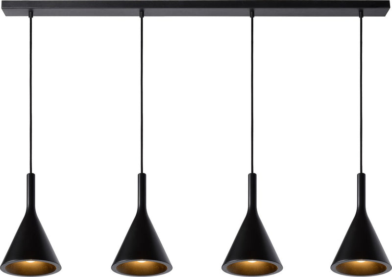 Lucide gipsy - hanglamp - 4xe27 - zwart - japandi