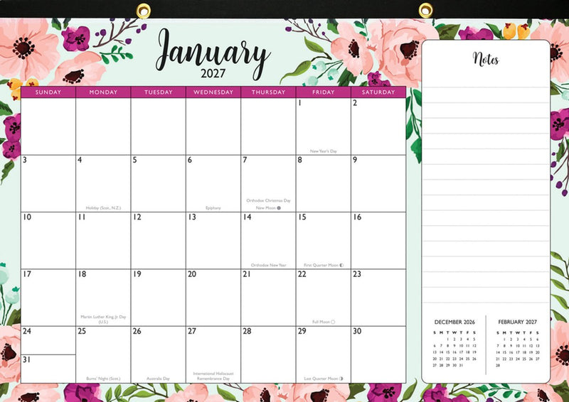 Peter pauper desk pad kalendar 2027 floral