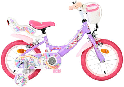 Abi unicorn kinderfiets - meisjes - 14 inch - paars - twee handremmen