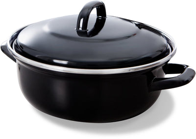 Bk fortalit emaille braadpan 36cm 7.5l – inductie braadpan – geëmailleerd staal – ovenbestendig tot 230 graden – geen antiaanbaklaag – met deksel – zwart blauw