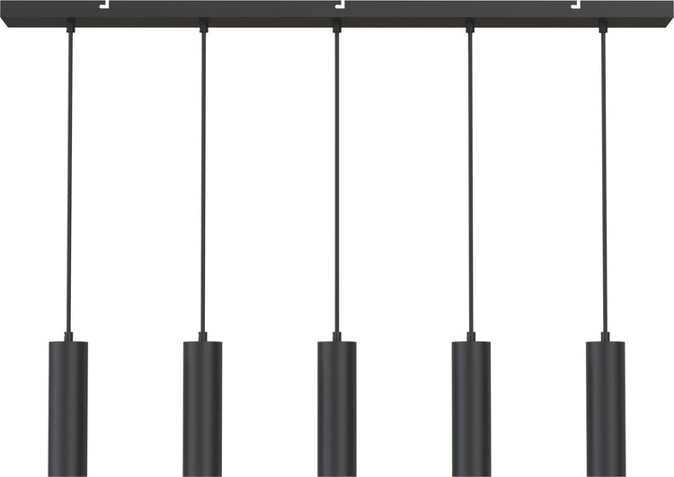 Calex hanglamp - gu10 - 5-lichts - plafondlamp - mat zwart - eetkamer - keuken - eettafel - excl. lichtbron