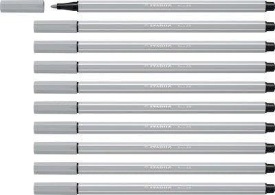 Stabilo pen 68 - premium viltstift - licht grijs - doos 10 stuks