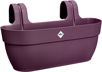 Elho vibia campana easy hanger l 46 - balkonbak met ophanghaken - 100% gerecycled plastic - ø 46.0 x h 26.5 cm - esdoorn paars