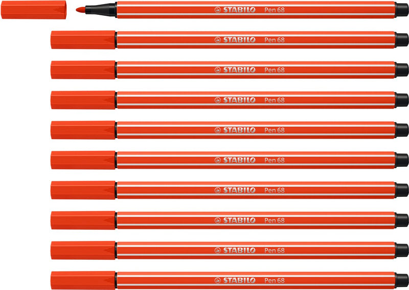 Stabilo pen 68 - premium viltstift - lichtrood - doos 10 stuks