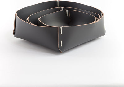 Vacavaliente - ruca opbergbox s set van 3 stuks - gerecycled leer - grijs