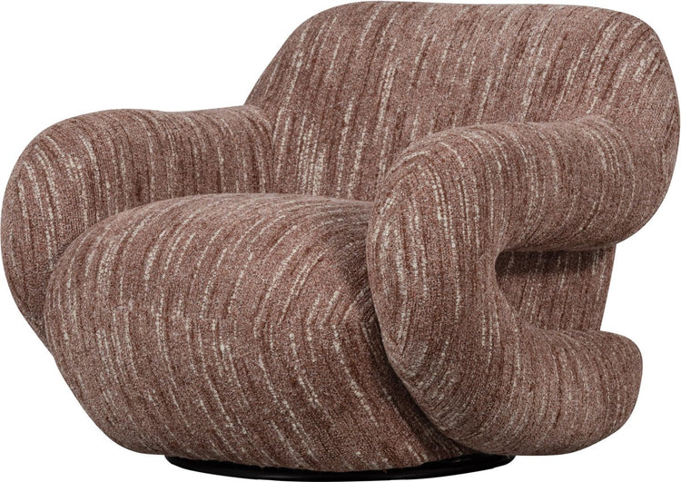 Woood folke fauteuil - chenille - oudroze melange - 70x88x88