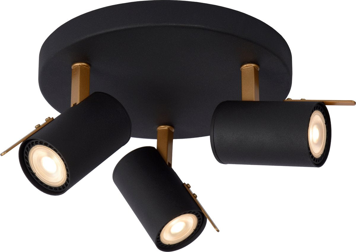 Lucide grony - plafondspot (plafondlamp) - led dim to warm - gu10 (mr16) - 3x5w 2200k 3000k - zwart