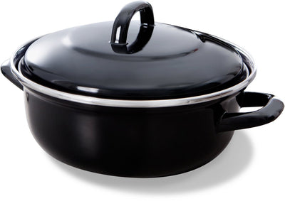 Bk fortalit emaille braadpan 24cm 2.5l – inductie braadpan – geëmailleerd staal – ovenbestendig tot 230 graden – geen antiaanbaklaag – met deksel – zwart blauw