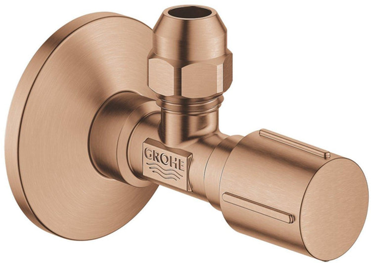 Grohe hoekstopkraan - knel - 1 2x3 8 inch - met metalen greep - brushed warm sunset (koper)