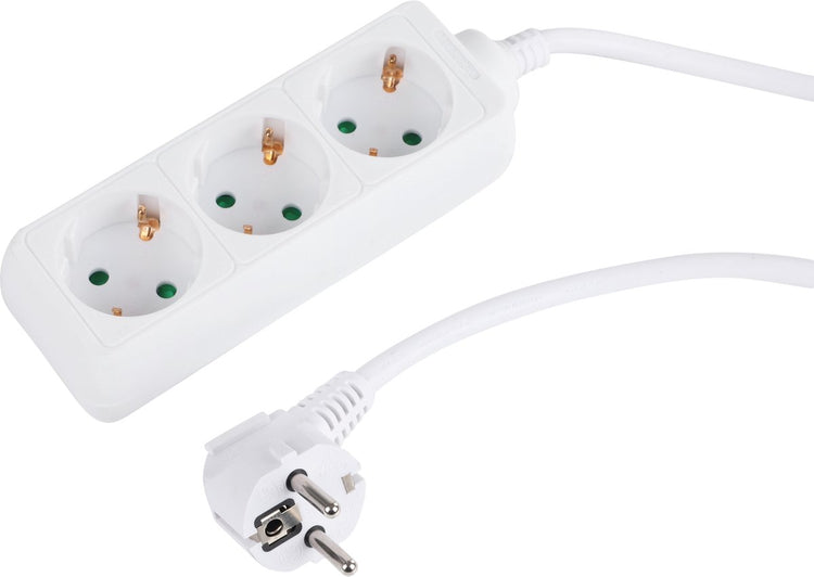 Q-link stekkerdoos - 3-voudig - randaarde - 3 x 1.5 mmâ² - 3 m - wit
