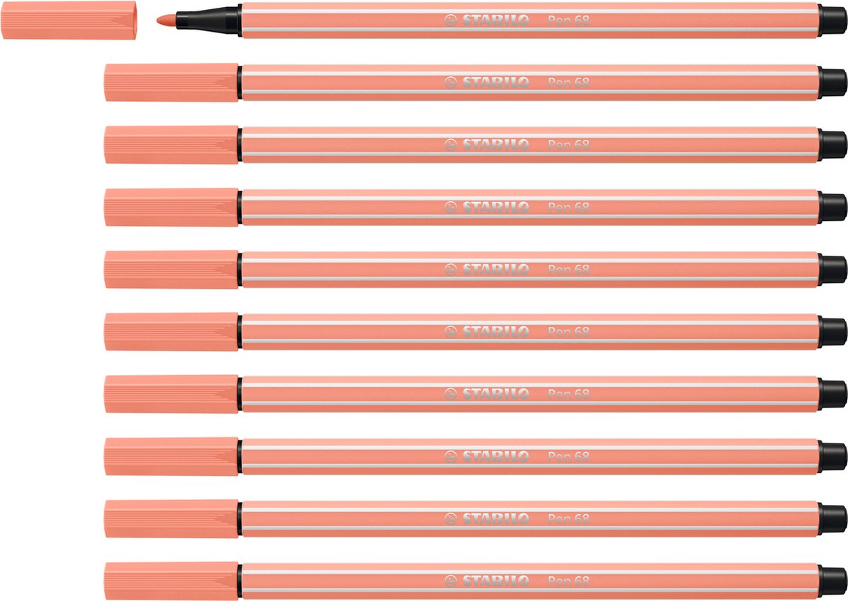 Stabilo pen 68 - premium viltstift - apricot - doos 10 stuks