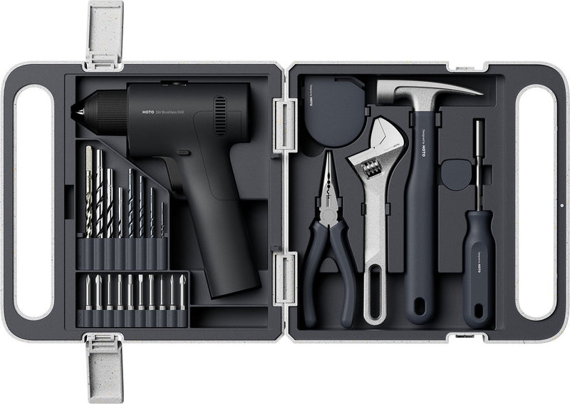 Hoto 16v cordless drill tool kit brushless – accuboormachine gereedschapsset borstelloos – complete gereedschapsset – 50 nm – 2 snelheden – usb-c oplaadbaar – inclusief handgereedschap bits