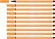 Stabilo pen 68 - premium viltstift - neon oranje - doos 10 stuks