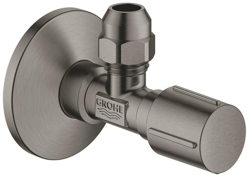 Grohe hoekstopkraan - knel - 1 2x3 8 inch - met metalen greep - brushed hard graphite (antraciet)