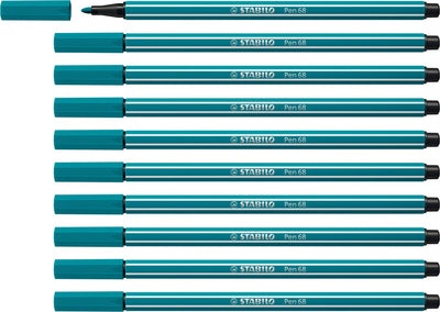 Stabilo pen 68 - premium viltstift - turquoise blauw - doos 10 stuks