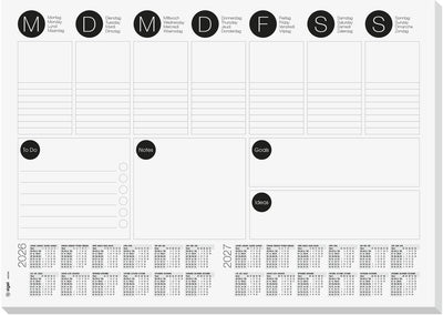 Sigel bureauonderlegger - met weekplanner en to-do-list - formaat a3 - met kalender 2026 2027 - 30 vel afscheurbaar - si-h6506