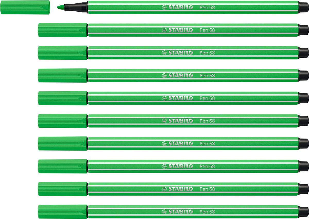 Stabilo stablio pen 68 - premium viltstift - loofgroen - doos 10 stuks