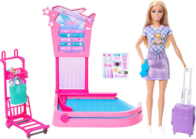 Barbie 'malibu' reispop - speelset met bagageband en accessoires