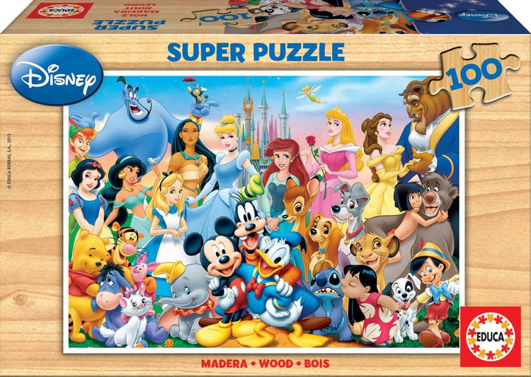 Educa - puzzel 100 stukjes - de magische wereld van disney - puzzel in hout
