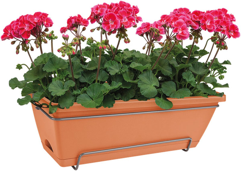 Elho barcelona allin1 50 - balkonbakken met ophanging - 100% gerecycled plastic - l49.5 x b27.5 x h18.5 cm - terra